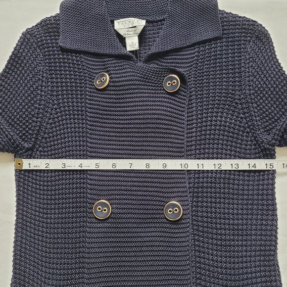 Talbots Double-Breasted Knit Coat Sweater 3/4 Sleeve Navy Nautical Preppy Size S - Picture 5 of 13
